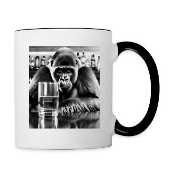 Monkey at the bar - Drunk gorilla - Contrasting Mug - white/black - Right