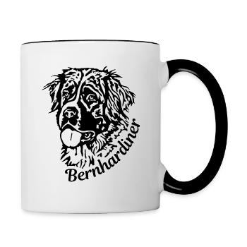 Bernhardiner Kopf - Tasse zweifarbig - Weiß/Schwarz - Rechts