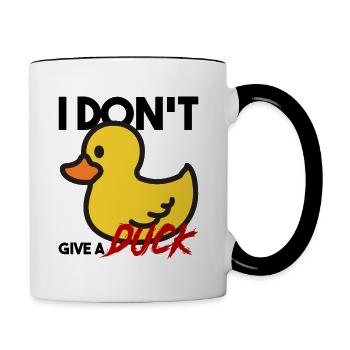 Ente Quietscheente Don't Give A Duck Rebell Lustig - Tasse zweifarbig - Weiß/Schwarz - Rechts