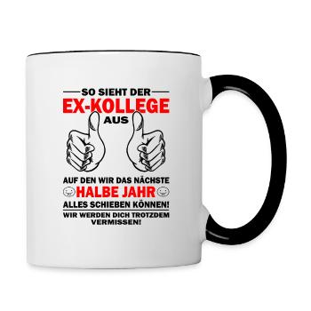 Alles Gute für deinen neuen Job Ex-Kollege - Tasse zweifarbig - Weiß/Schwarz - Rechts