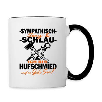 Hufschmied Pferd Reiterin Westernreiten - Tasse zweifarbig - Weiß/Schwarz - Rechts