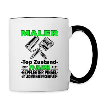 Maler Top Zustand - 70. Geburtstag - Tasse zweifarbig - Weiß/Schwarz - Rechts
