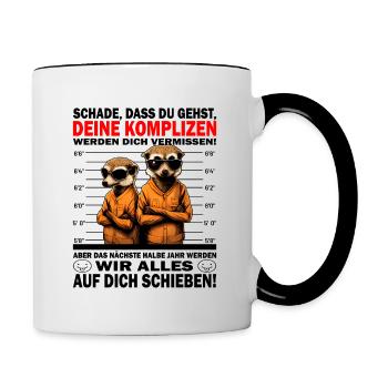 Glückwunsch zur Flucht - Jobwechsel - Tasse zweifarbig - Weiß/Schwarz - Rechts