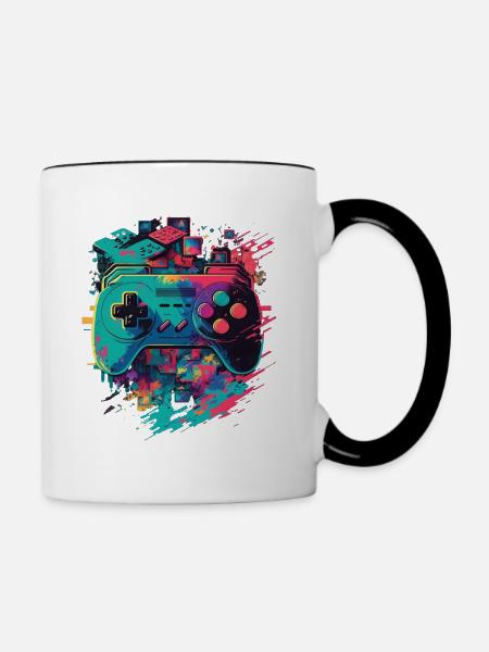 Retro Konsole - Tasse zweifarbig - Weiß/Schwarz