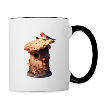 Vogelhaus Bauen - Tasse zweifarbig - Weiß/Schwarz - Rechts