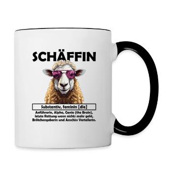 Schäffin | Beste Chefin Teamleiterin - Tasse zweifarbig - Weiß/Schwarz - Rechts
