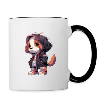 Beagle Hund - Tasse zweifarbig - Weiß/Schwarz - Rechts
