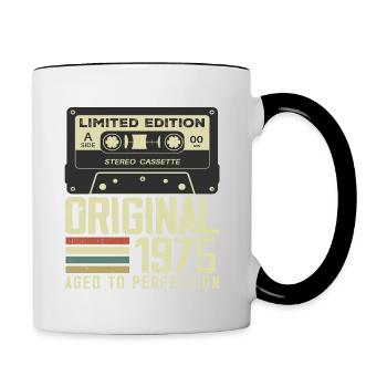 49th Retro Style Anniversary Gift 1975 - Contrasting Mug - white/black - Right