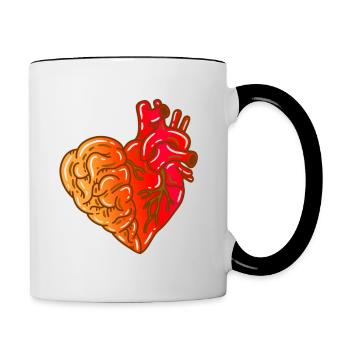 Heart Brain - Contrasting Mug - white/black - Right