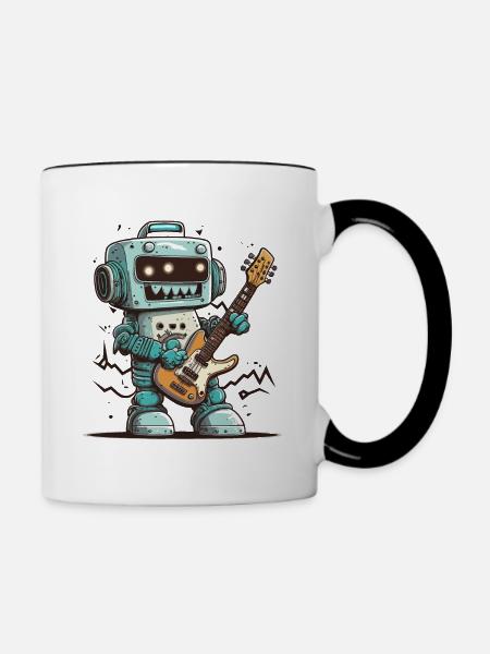 Rock'n'Roll-Roboter - Tasse zweifarbig - Weiß/Schwarz