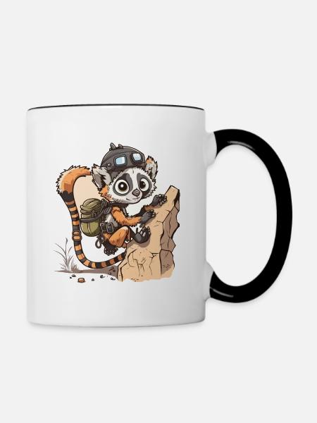 Lemuren-Aufstieg - Tasse zweifarbig - Weiß/Schwarz