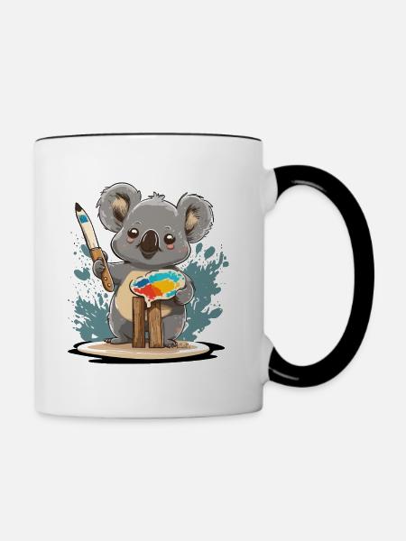 Künstlerischer Koala - Tasse zweifarbig - Weiß/Schwarz