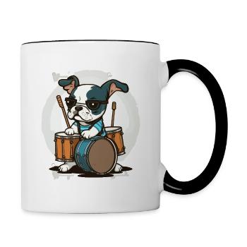 Hund schlägt - Tasse zweifarbig - Weiß/Schwarz - Rechts
