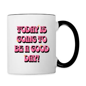 Aujourd’hui va être une bonne journée - Guter Tag Frauen - Mug contrasté - blanc/noir - Droite