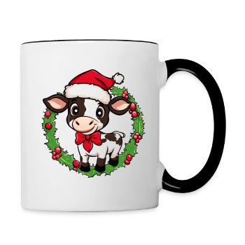 Vaches Noël - Mug contrasté - blanc/noir - Droite