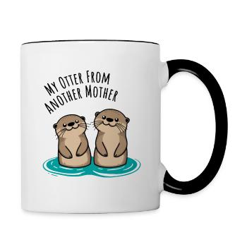 My Otter From Another Mother, Lustige Otter Feunde - Tasse zweifarbig - Weiß/Schwarz - Rechts