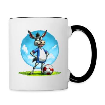 Fussball Esel - Tasse zweifarbig - Weiß/Schwarz - Rechts
