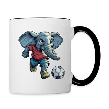 Fussball Elefanten - Tasse zweifarbig - Weiß/Schwarz - Rechts