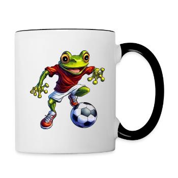 Football des grenouilles - Mug contrasté - blanc/noir - Droite