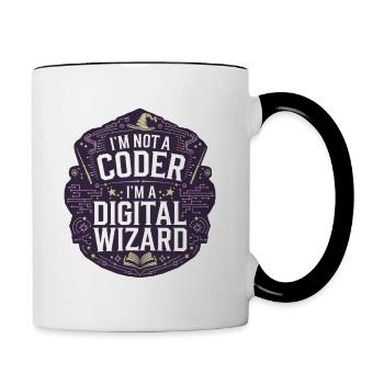 I'm Not a Coder I'm a Digital Wizard Programmierer - Tasse zweifarbig - Weiß/Schwarz - Rechts