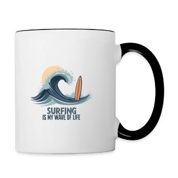 Le surf est ma vague de vie – Surfer & Ocean - Mug contrasté - blanc/noir - Droite
