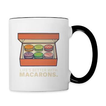 Life's Better with Macarons – Sweet Treat - Contrasting Mug - white/black - Right