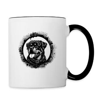 rottweiler - Mug contrasté - blanc/noir - Droite
