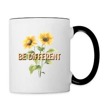 BE DIFFERENT Tournesol Amour de soi Positivité - Mug contrasté - blanc/noir - Droite
