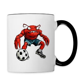 Krabben Fussball / Fussballer Krabbe - Tasse zweifarbig - Weiß/Schwarz - Rechts