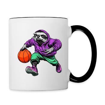 Joueur de basket-ball paresseux - Mug contrasté - blanc/noir - Droite