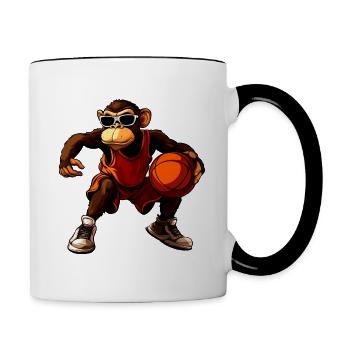 Singe Basket-ball - Mug contrasté - blanc/noir - Droite