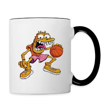 Monstre de basket-ball - Mug contrasté - blanc/noir - Droite