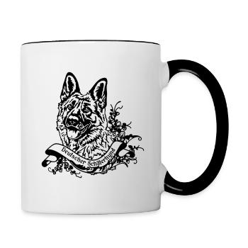 Berger allemand sur la bannière rétro n ° 1 - Mug contrasté - blanc/noir - Droite
