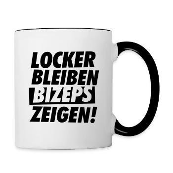 LOCKER BLEIBEN BIZEPS ZEIGEN! BY SUBGIRL - Tasse zweifarbig - Weiß/Schwarz - Rechts