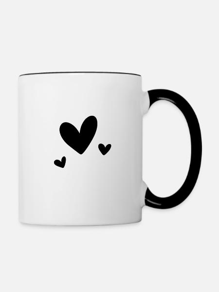 Herzchen - Tasse zweifarbig - Weiß/Schwarz
