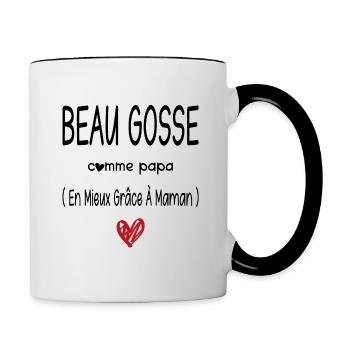 Beau gosse comme papa - Mug contrasté - blanc/noir - Droite