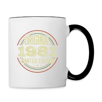 1981 Birthday Parties, ein legendärer Jahrgang - Tasse zweifarbig - Weiß/Schwarz - Rechts