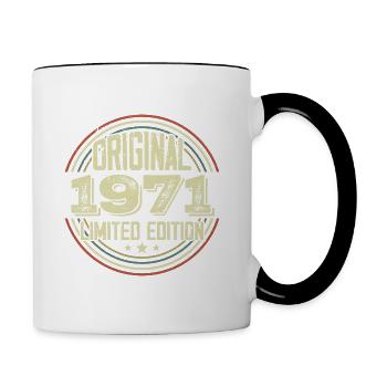 1971 Birthday parties, a legendary vintage - Contrasting Mug - white/black - Right