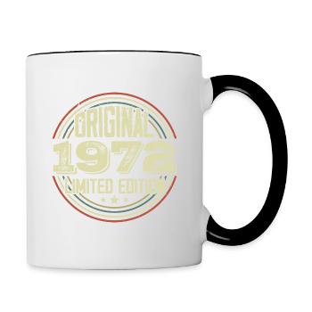 1972 Birthday Parties, a legendary vintage - Contrasting Mug - white/black - Right