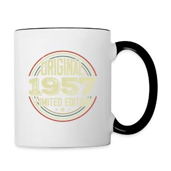 1957 Birthday Parties, A Legendary Vintage - Contrasting Mug - white/black - Right