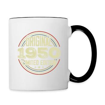 1950 Birthday Parties, A Legendary Vintage - Contrasting Mug - white/black - Right