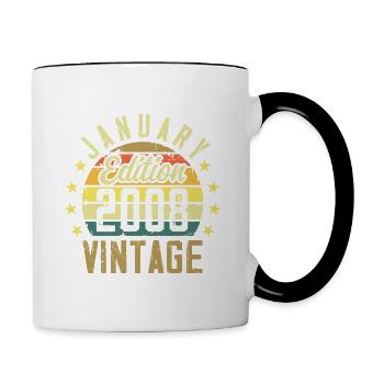 Legends were born in January 2008 - January 2008 - Contrasting Mug - white/black - Right