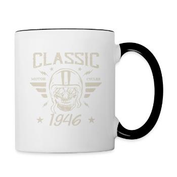 Klassisches Vintage-Geburtstagsgeschenk aus dem Jahr 1946 - Tasse zweifarbig - Weiß/Schwarz - Rechts