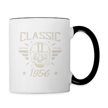 Klassisches Vintage-Geburtstagsgeschenk aus dem Jahr 1956 - Tasse zweifarbig - Weiß/Schwarz - Rechts