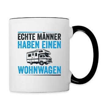 Wohnmobil Caravans Wohnwagen echte Männer - Tasse zweifarbig - Weiß/Schwarz - Rechts