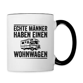 Wohnmobil Caravans Wohnwagen echte Männer - Tasse zweifarbig - Weiß/Schwarz - Rechts