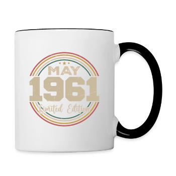 Mai 1961 Vintage Nées En Mai 1961 Anniversaire - Mug contrasté - blanc/noir - Droite