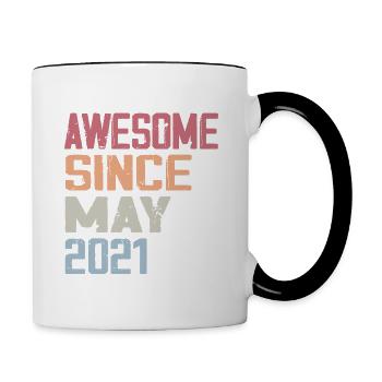 Mai 2021 Geburtstag 2021 Retro 2021 Mai Jahrgang - Tasse zweifarbig - Weiß/Schwarz - Rechts