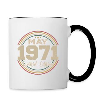 Mai 1971 Vintage Nées En Mai 1971 Anniversaire - Mug contrasté - blanc/noir - Droite