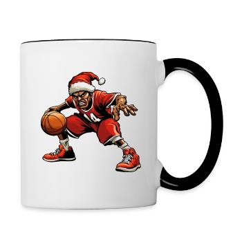 Basketballer Christmas - Tasse zweifarbig - Weiß/Schwarz - Rechts